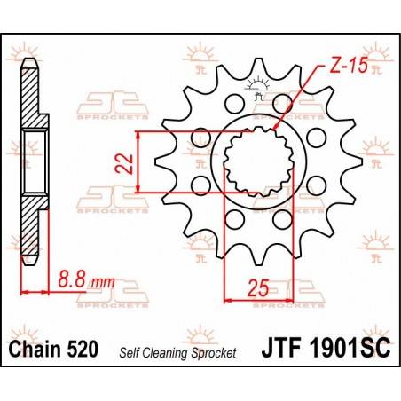 JT SPROCKETS Piñón JT KTM / Husqvarna / Beta / Husaberg / Polaris 1901.15 SC 15 Dientes Piñones