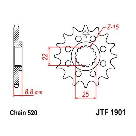 JT SPROCKETS Piñón JT KTM / Husqvarna / Beta / Husaberg / Polaris 1901.16 SC 16 Dientes Piñones