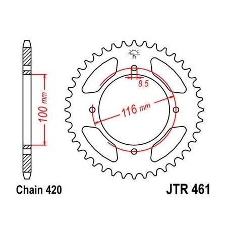 JT SPROCKETS Corona Acero JT Kawasaki KX 80/85/100 461.52 52 Dientes Coronas