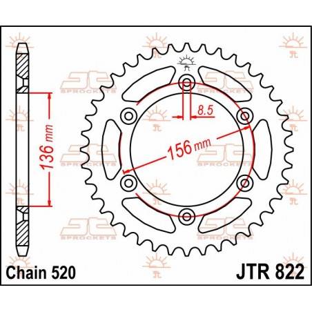 JT SPROCKETS Corona Acero JT Beta / Gas Gas / Husqvarna 822.53 53 Dientes Coronas